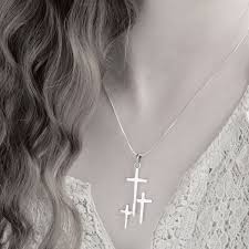 Sterling Silver Triple Cross Pendant Necklace - Clothed with ...