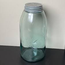 Vtg 3Ls Sloped BLUE Mason 2 Qt /Half Gallon Jar Zinc Lid ...