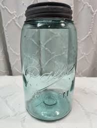 ANTIQUE TRIPLE L BALL MASON LIGHT GREEN AQUA COLOR QUART JAR ...