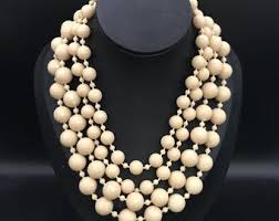 1960s Vintage Beige 4 Strand Beaded Necklace - Etsy