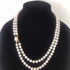STUNNING VINTAGE ESTATE GLASS Knotted PEARL BEAD DBL STRAND ...