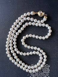 Vintage Akoya Pearl Necklace, Cultured Pearl Necklace, 18k ...