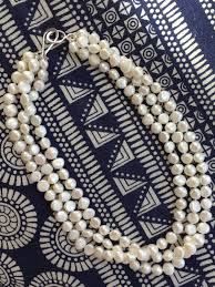 Triple Strand Baroque Freshwater Pearl Choker-handmade in Charleston SC - Etsy UK