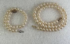 14K Gold Clasp 5.7- 7mm Pearl Necklace & Bracelet Set | eBay