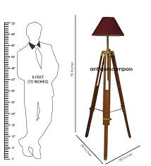 Nautical Floor SHADE LAMP Brown Tripod Stand Designer ...