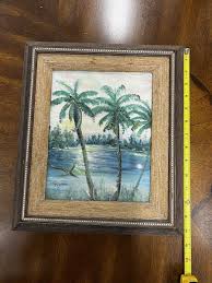 Signed Original Oil Painting – Tropical Landscape with Palm Trees – 14.5”x12” | eBay