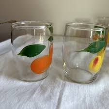 Five Gay Fad Five Ounce Juice Glasses Hand Painted Fruit 3 ...