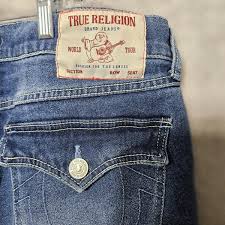 True Religion Geno Relaxed Slim Fit Flap Denim Blue Jeans ...