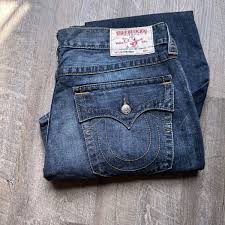 True Religion Men's 38 Blue Super T Flap Jeans Mb3 Thick ...