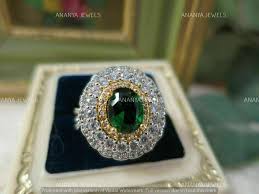 2.50 CT Oval Cut Lab-Created Emerald Halo Wedding Ring 14K ...