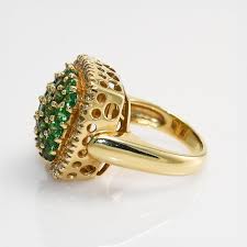 14K Yellow Gold Tsavorite Garnet and Diamond Ring 1.06g For ...