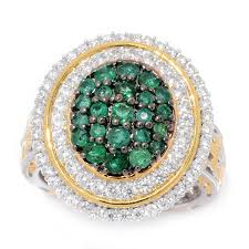 Gems en Vogue 2.11ctw Grizzly Emerald & White Zircon Cluster ...