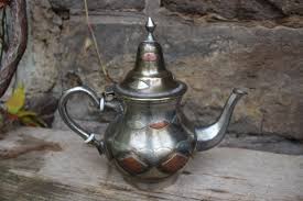 Antique Tuareg Teapot Tin Brass Hammered Elephant ...