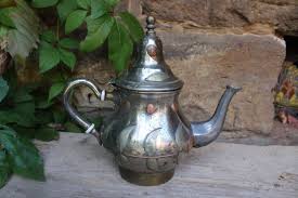 Antique Tuareg Teapot Tin Brass Hammered Elephant Hallmark ...