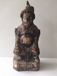 Antique Chinese Polychrome Wood Carved China Asian Buddha or ...