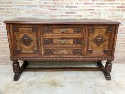 Large 19th Century Catalan Spanish Buffet with Drawers and Mirror Crest | Chairish