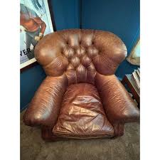 Restoration Hardware Tufted Leather Chair | Chairish