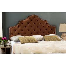 Safavieh Arebelle Chocolate Velvet Headboard - Silver Nail ...