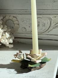 Porcelain Capodimonte Style Rose Candle Holder Pale Pink ...