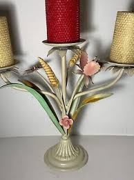 Vintage Toleware Metal Floral Candelabra Candleholder 14 in. | eBay