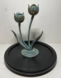 Vintage Verdigris Brass Tulip Candlestick Holders Sculpture Art Nouveau | eBay