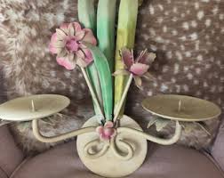 Vintage Tole Flower Sconce: Metal 2-candle Wall Decor - Etsy