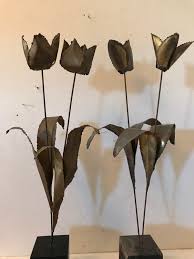 Antique Mid Century Brass Sculpture Metal Plant Tulip Jere Style Folk Art Garden Bulbs - Etsy