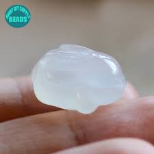 White Agate Rabbit Bead: Natural Gemstone Bunny Beads(17x11 ...