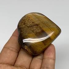 84.7g, 2.1"x2.1"x0.8", Tiger's Eye Heart Polished Healing ...
