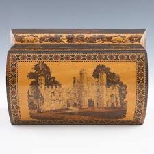 Tunbridge Ware Two Compartment Tea Caddy Depicting Battle Abbey Gatehouse c1870 | eBay