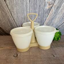 Vintage Tupperware Condiment Containers and Caddy With ...