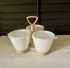 Vintage Tupperware Condiment Caddy: Tan Serving Bowls With ...