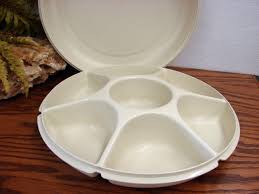 Vintage Tupperware #1666 1665 Divided Serving Tray w/ Lid ...