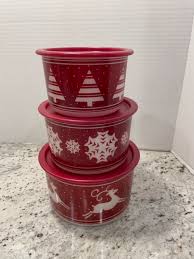 Tupperware Christmas Holiday Stacking Containers Set of 3 | eBay