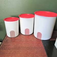 Tupperware Canister Set of 3 Vintage One Touch Containers ...