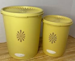 Vintage Tupperware Harvest Yellow 2 Piece Canister Set With ...