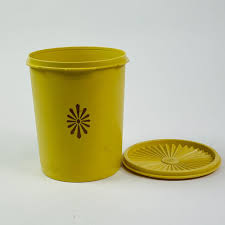 Vintage Tupperware Yellow Canister | 1980s Kitchen Storage ...