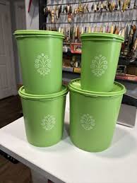 Vintage Retro 70's Servalier Tupperware Apple Green 4 Pc Canister Set W/Lids | eBay