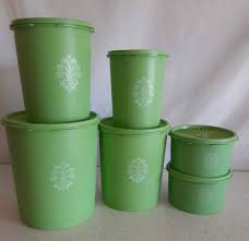 Tupperware Vintage Canisters with Lids Nesting Green USA | eBay