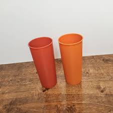 Vintage Tupperware Tumblers 107 Series Red & Orange, Set of ...