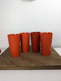 Vintage Tupperware Cups, Orange Red Tumbler Set - Etsy