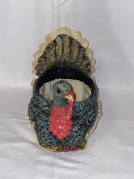 5" Medium Resin Plastic Thanksgiving Turkey Planter Figurine ...