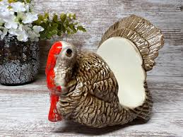 Vintage Turkey, Ceramic Napkin Holder, Hand Painted ...