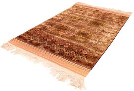 Persian Turkman Beige Rectangle 4x6 ft Silk Carpet 137589 ...
