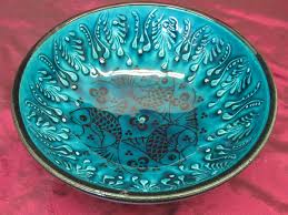 Mid Century Turkish pottery Firuze pottery bowl, fish design ...