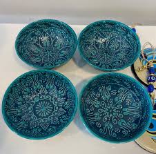 4x Turkish Ceramic Bowls Set of Four, Large Ceramic Bowl Set ...