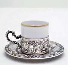 Italian Solid Silver Ceramic Teacup Trellis motif J ...