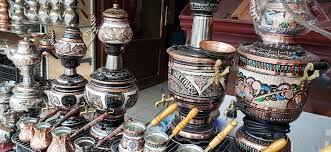 Blue Electric Copper Samovar (5L) with Teapot, Vintage Style ...