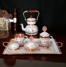 Turkish Tea Set, Copper Tea Set, Tea Pot, Copper Tea Cups ...