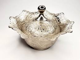 Islamic/Turkish Bowl With Lid- Soysal, Silver Plated Sugar ...
